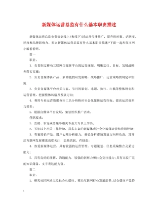 新媒体运营总监有什么基本职责描述 