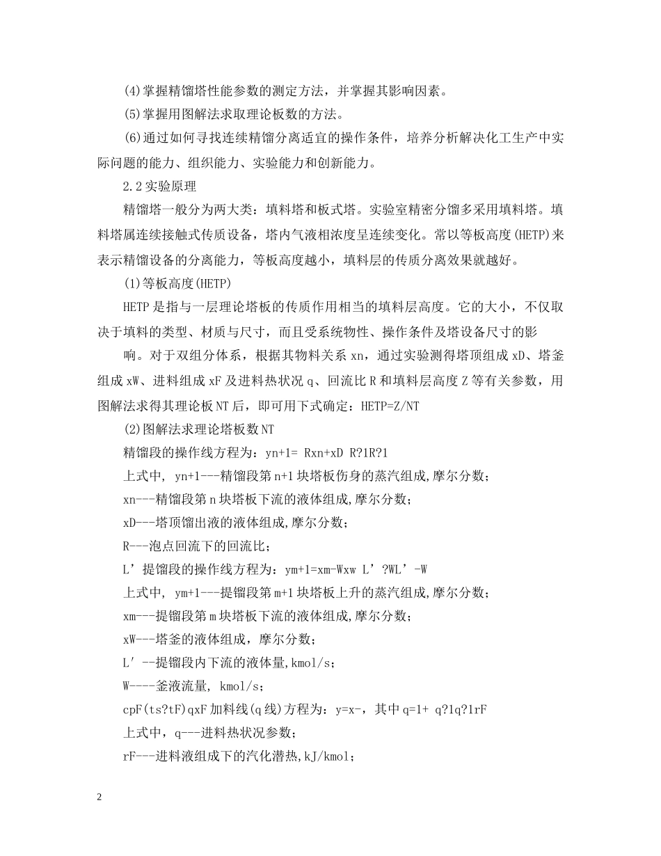 有关精馏实验报告范文 _第2页