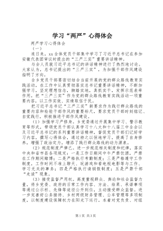 学习“两严”体会心得