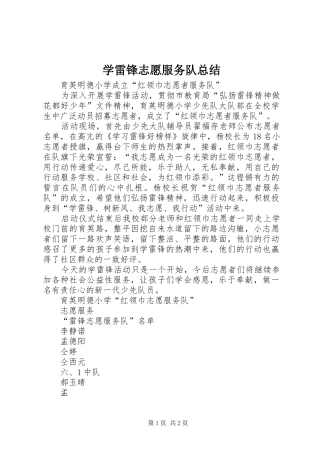 学雷锋志愿服务队总结 