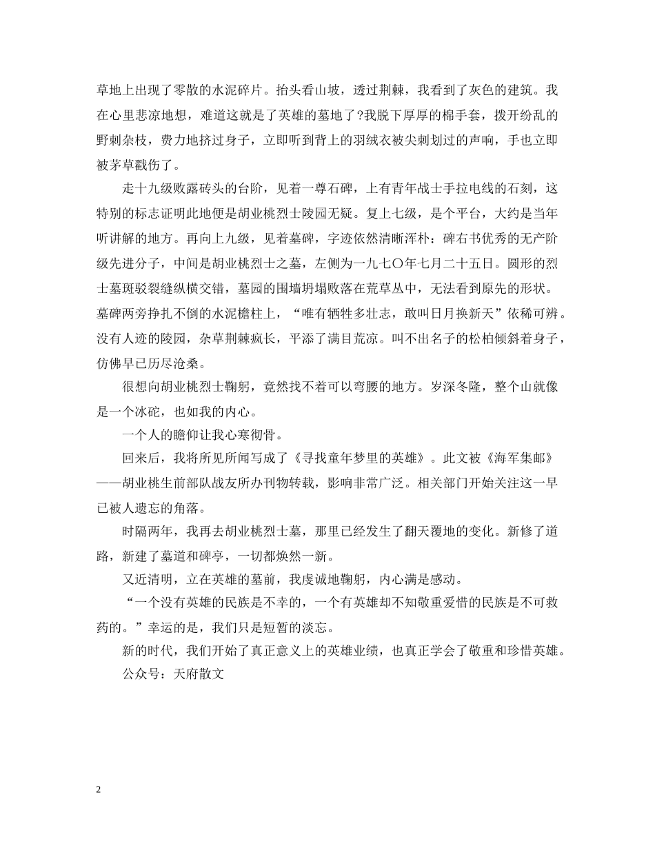 叙述英雄史诗的优美文章-一个人的瞻仰 _第2页