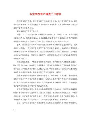 有关学校资产清查工作报告 