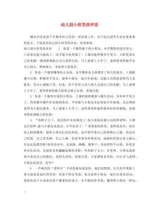 幼儿园小班男孩评语2 