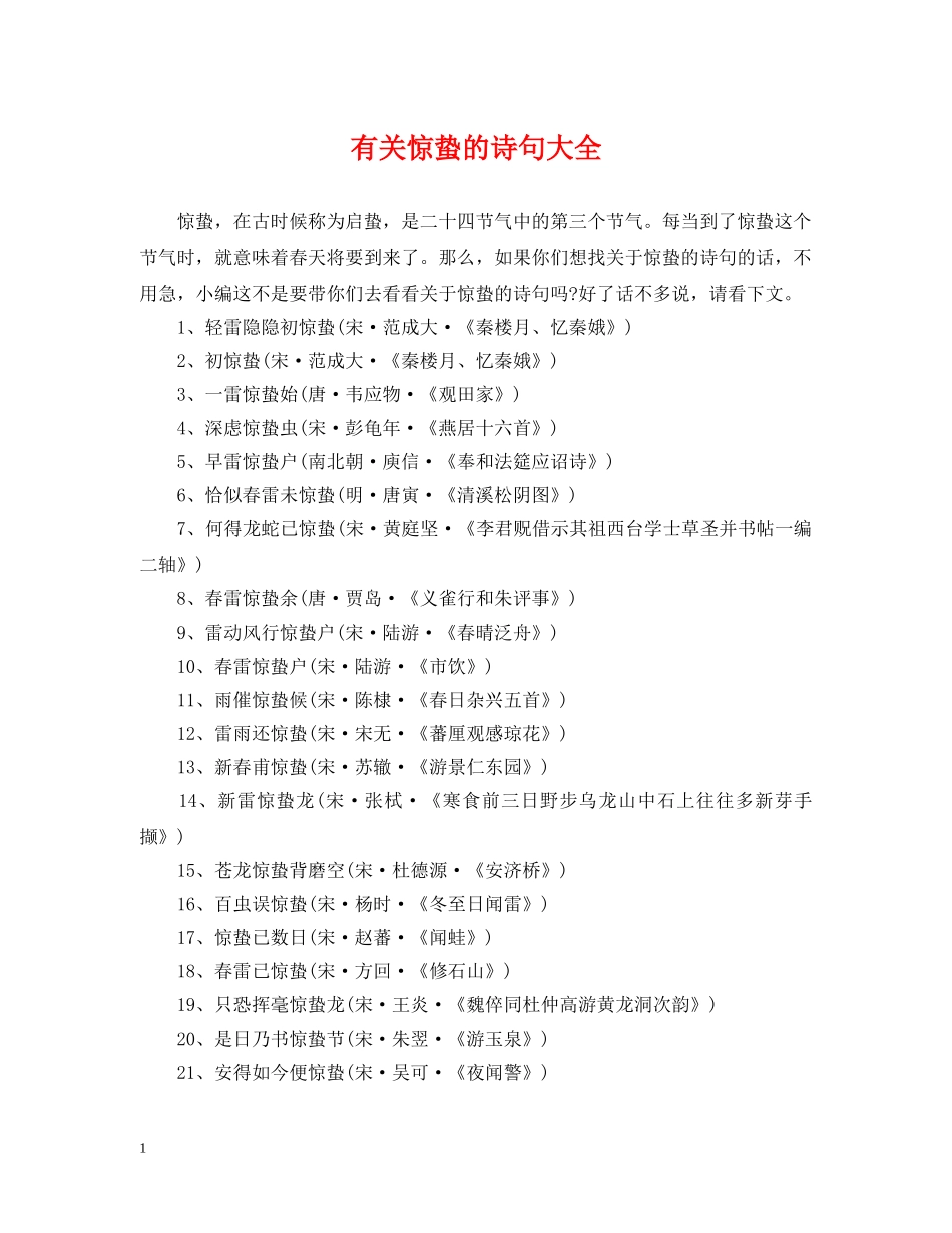 有关惊蛰的诗句大全 _第1页