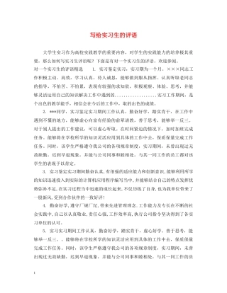 写给实习生的评语