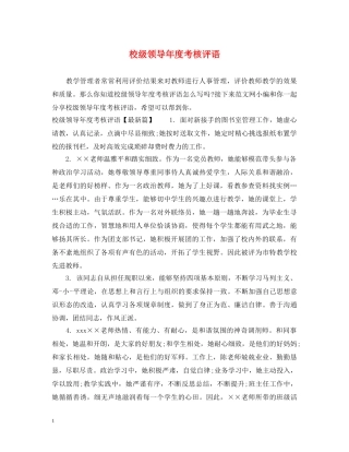 校级领导年度考核评语 