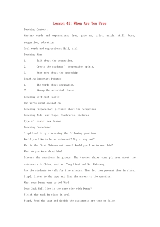 英语：Unit 6 Get Ready for Jobs Lesson 1英文教案（冀教版九年级下）