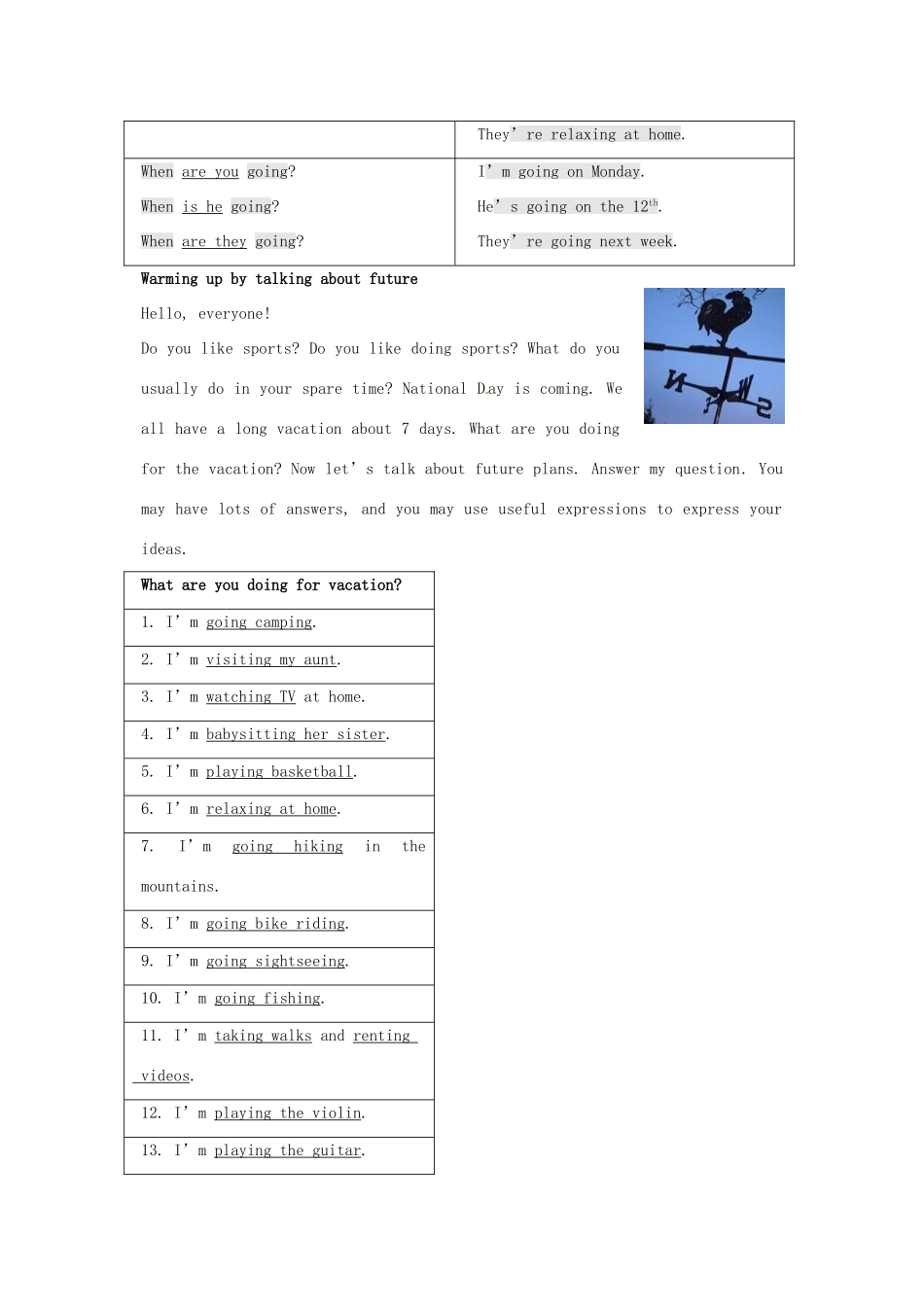 浙江省泰顺县罗阳二中八年级英语上册《unit3 What are you doing》教学设计 人教新目标版_第3页
