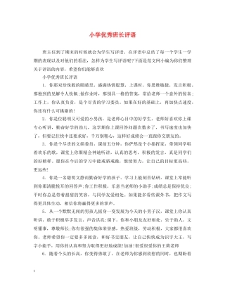 小学优秀班长评语 