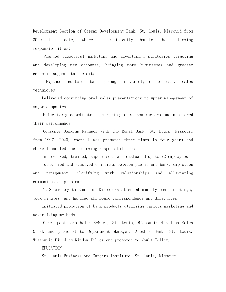 银行职员英语简历范文模板 _第2页