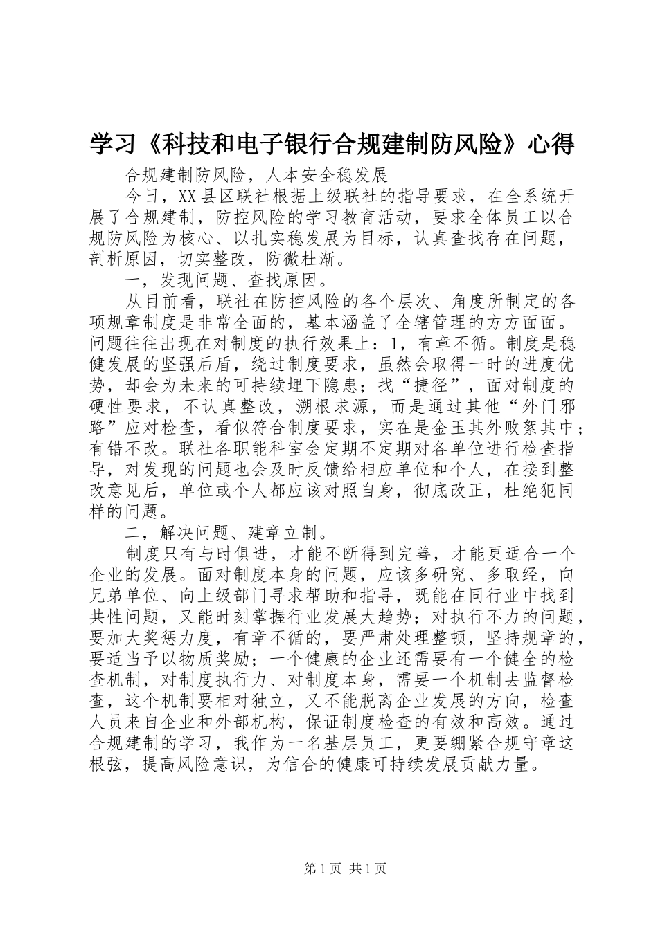 学习《科技和电子银行合规建制防风险》心得_第1页
