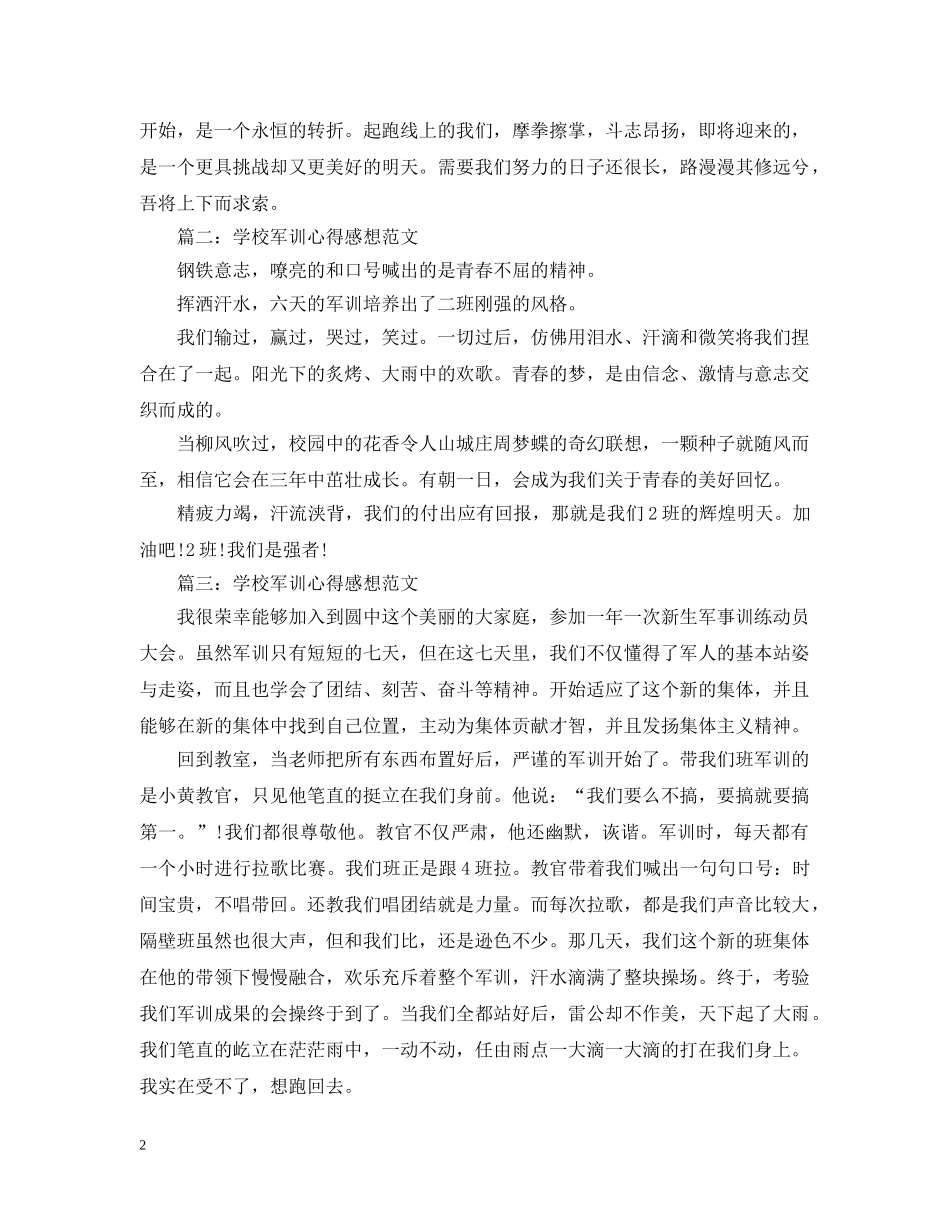 学校军训心得感想范文3篇 _第2页