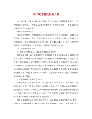 银行统计整改报告3篇 