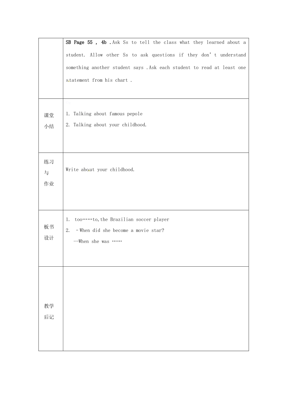 浙江省绍兴县杨汛桥镇中学人教版八年级英语上册 Unit9《When was he born》教案（2） 人教新目标版 _第2页