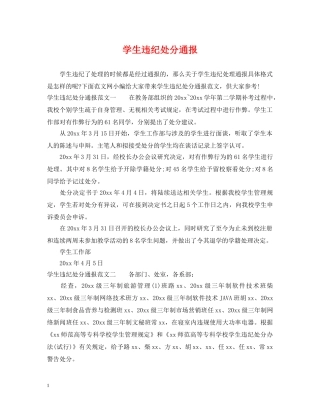 学生违纪处分通报 