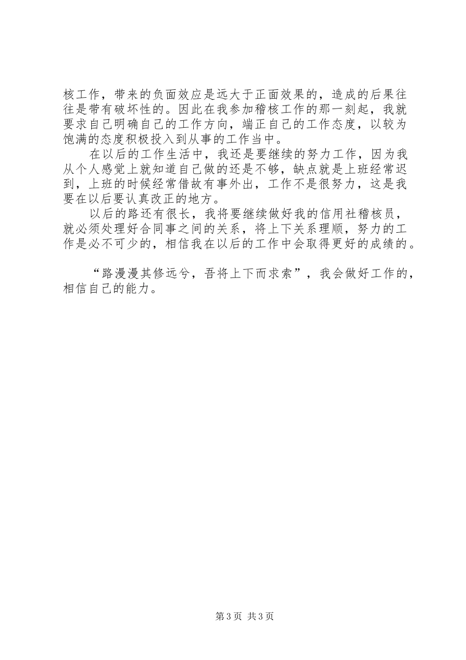 信用社稽核员年度个人总结 _第3页