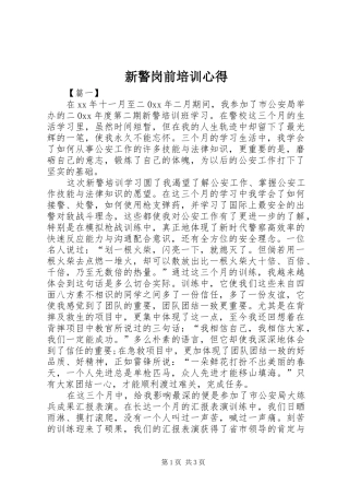 新警岗前培训心得