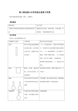 新人教选修6化学实验全套复习学案