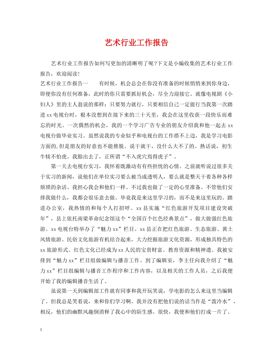 艺术行业工作报告 _第1页