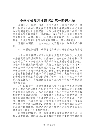 小学支部学习实践活动第一阶段小结 