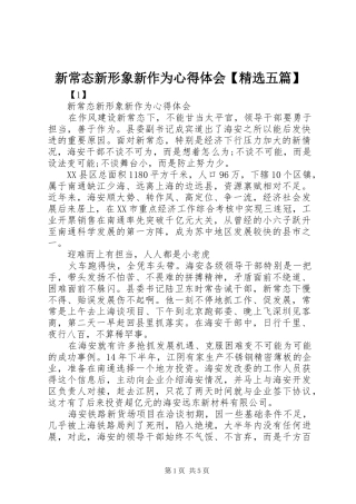 新常态新形象新作为体会心得【精选五篇】