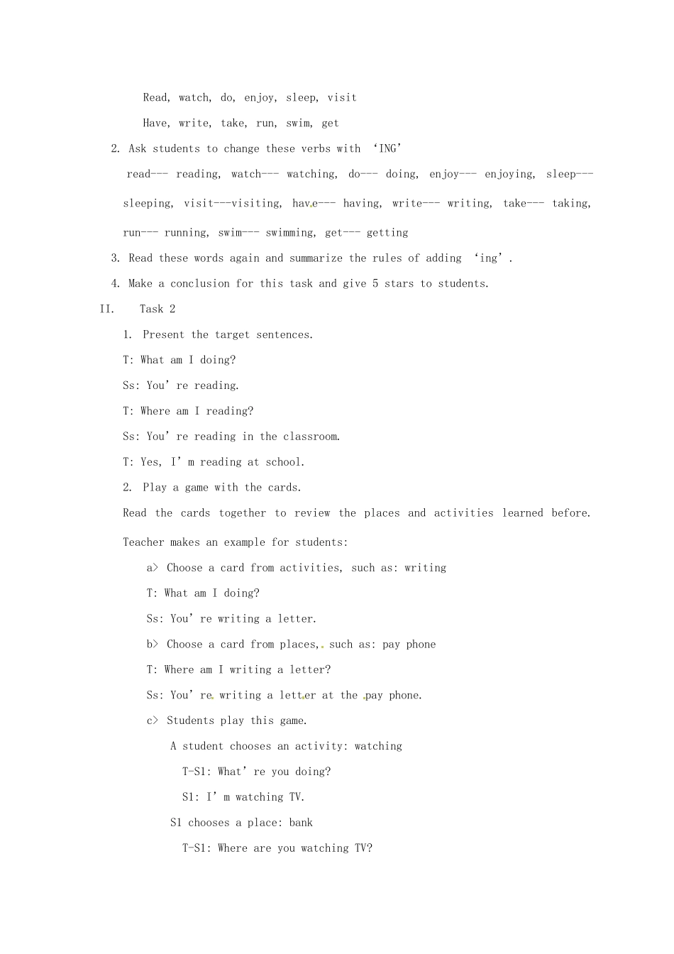 辽宁省辽阳市第九中学七年级英语下册《Unit 6  I’m watching TV》period2教案 人教新目标版_第2页