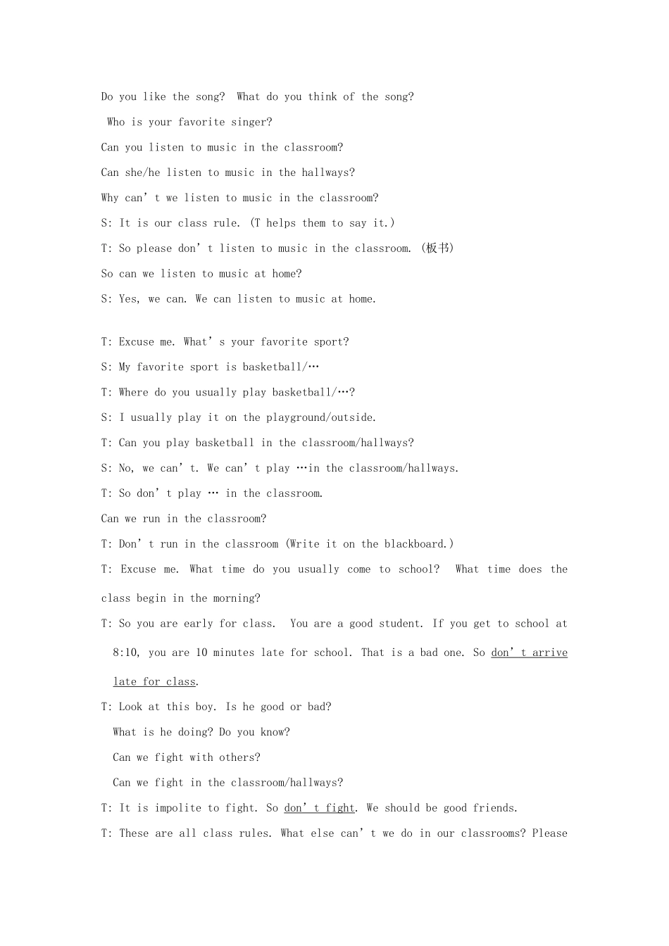 浙江省温州市瓯海区实验中学七年级英语下册《Unit 12 Don’t eat in class 》Period 1 教案 人教新目标版_第2页