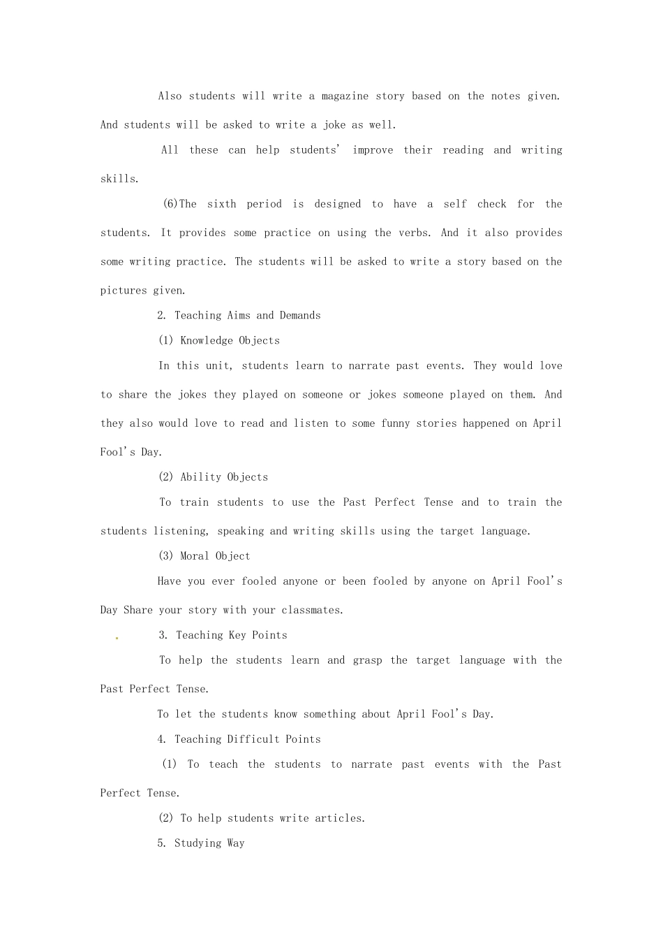 浙江省湖州市环渚学校九年级英语 Unit 10  By the time I got outside,the bus had already left 教案 人教新目标版_第2页