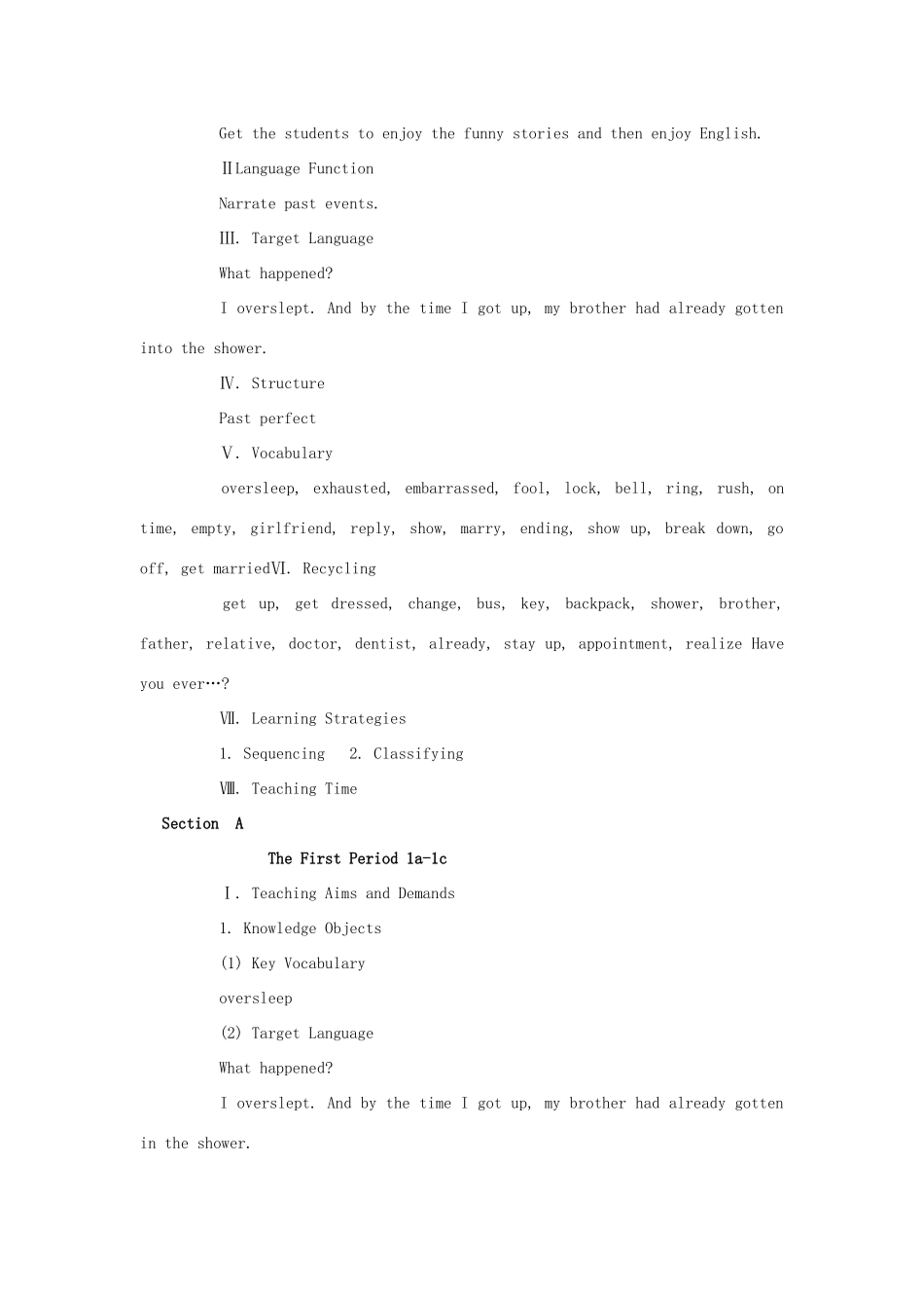 浙江省湖州市环渚学校九年级英语 Unit 10  By the time I got outside,the bus had already left 教案 人教新目标版_第3页