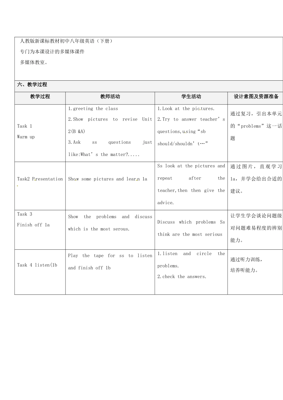 福建省厦门市莲美中学八年级英语《Unit2》教案 人教新目标版_第2页