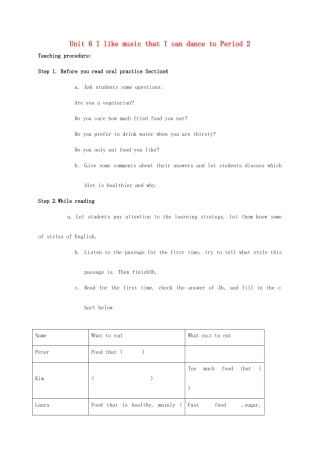 黑龙江省铁力市第五中学九年级英语全册 Unit 6 I like music that I can dance to Period 2教案 人教新目标版