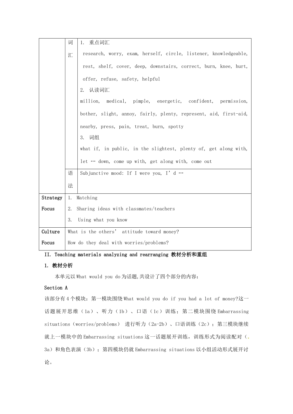 黑龙江省绥化市第九中学九年级英语全册 Unit 4 What would you do教案2 人教新目标版_第2页