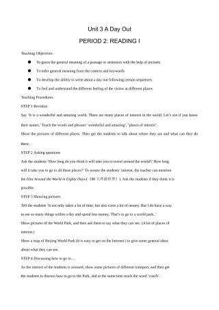 牛津版八年级英语Unit 3 A Day Out(2)READING I