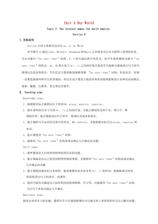 河北省沙河市八年级英语上册 Unit 4 Our World Topic 3 The Internet makes the world smaller Section B教案 （新版）仁爱版-（新版）仁爱版初中八年级上册英语教案