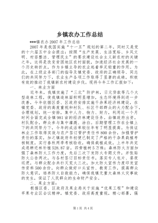 乡镇农办工作总结 