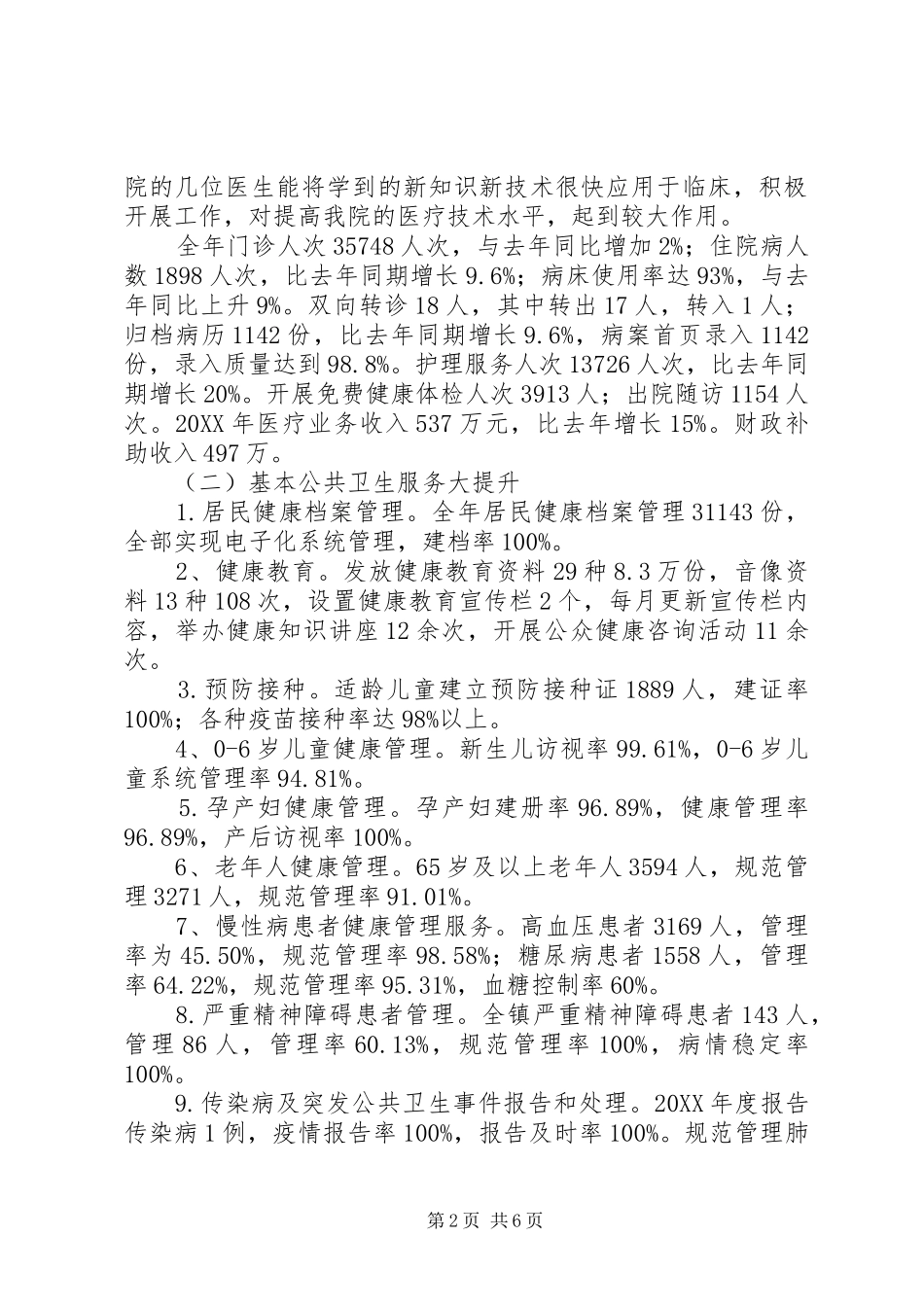 卫生院202X年工作总结（各项工作汇报）_第2页