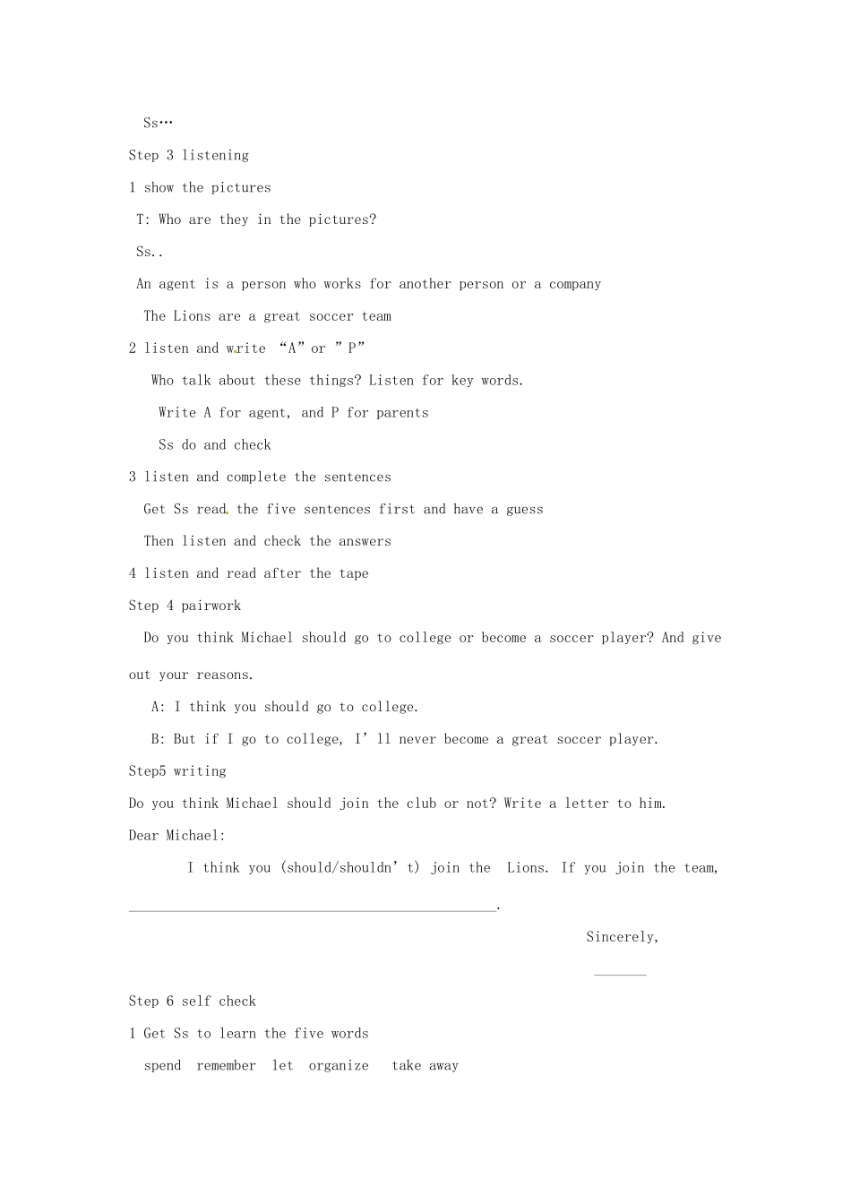 浙江省温州市第二十中学八年级英语下册 Unit 5 If you go to the party,you’ll have a great time Period 3(1-2c，self check)教案 人教新目标版_第2页
