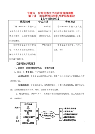 高考历史 专题六 世界资本主义经济政策的调整学案 人民版必修2