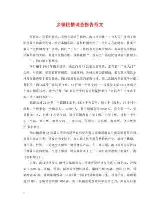 乡镇民情调查报告范文