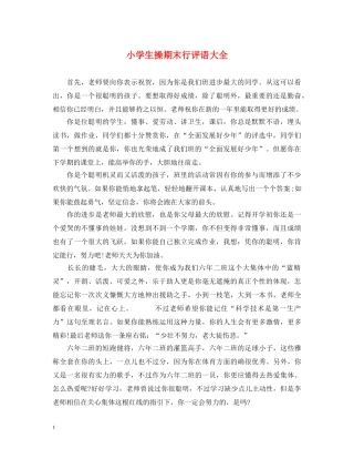 小学生操期末行评语大全 