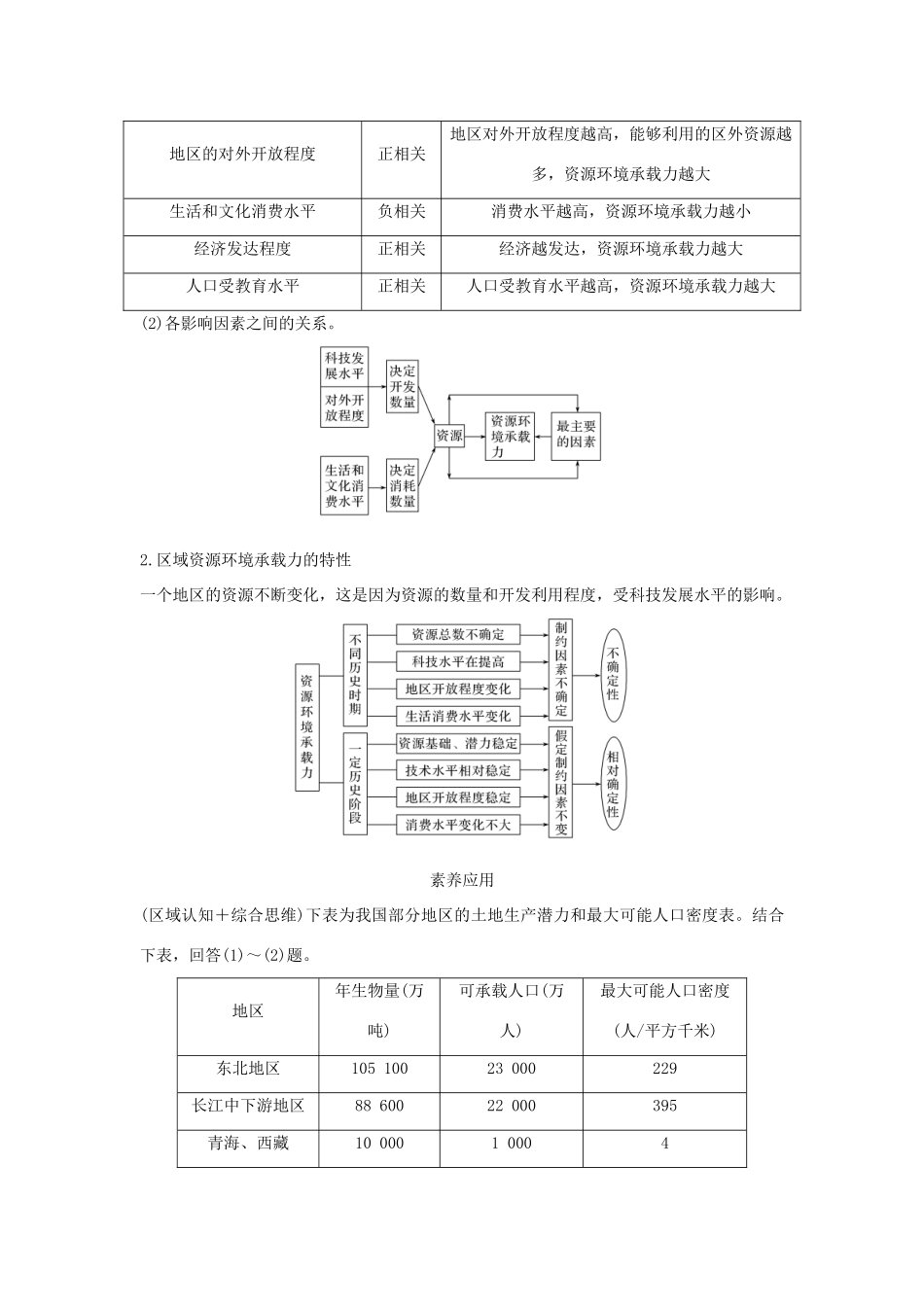 高中地理 第一章 人口 第三节 人口容量学案 新人教版必修第二册-新人教版高一第二册地理学案_第3页