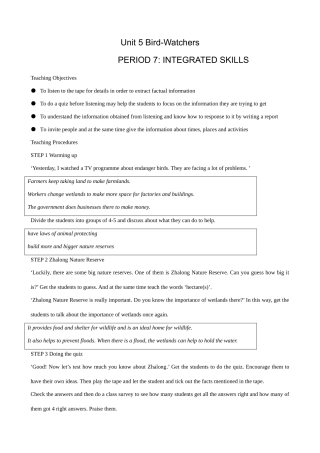 牛津版八年级英语Unit 5 Bird-Watchers(7)INTEGRATED SKILLS