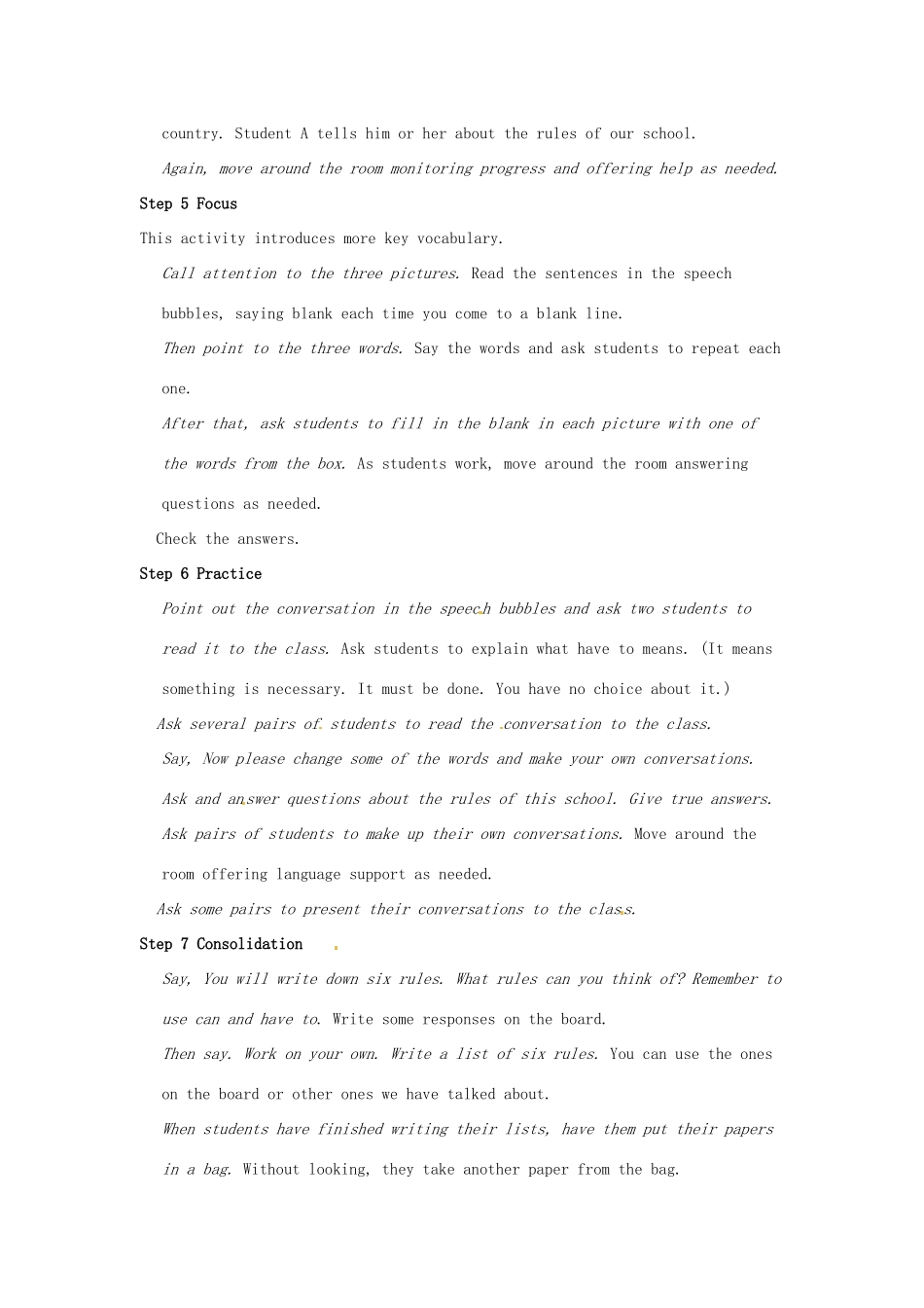 河南省南乐县张果屯乡中学七年级英语下册《Unit 12 Don't eat in class.Section A》教案 人教新目标版_第3页