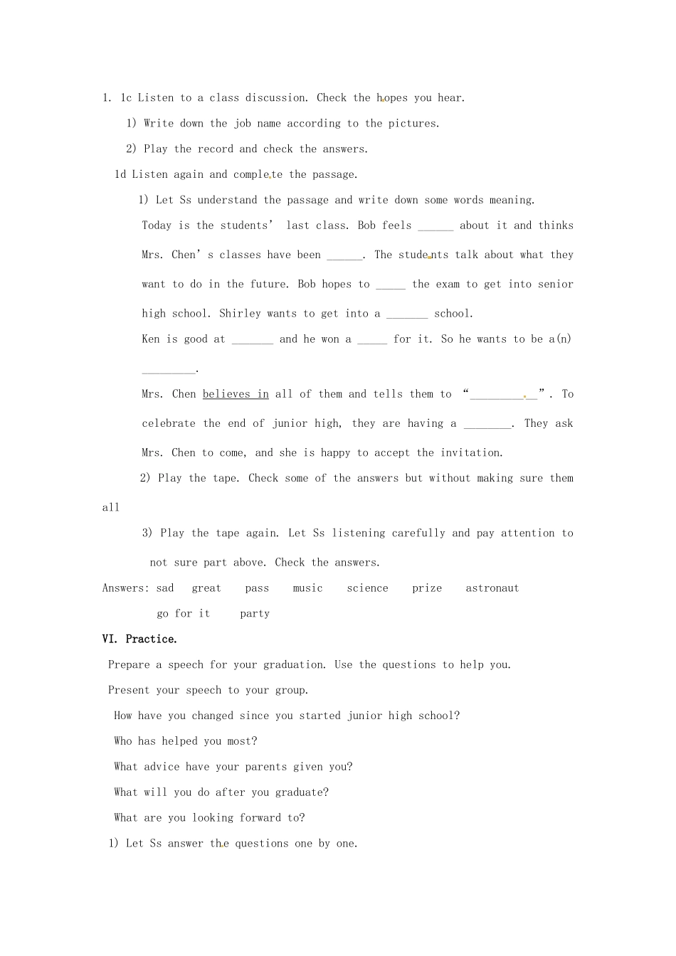 秋九年级英语全册 Unit 10《I remember meeting all of you in Grade 6》（Section B 1a-2e）教案 （新版）鲁教版五四制-鲁教版五四制初中九年级全册英语教案_第2页