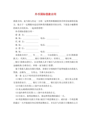 外币国际借款合同 