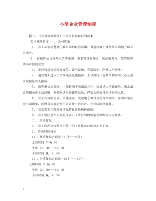小型企业管理制度 