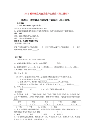 湖北省黄石市第十中学九年级化学下册 10.2 酸和碱之间会发生什么反应（第二课时）导学案（无答案） 新人教版