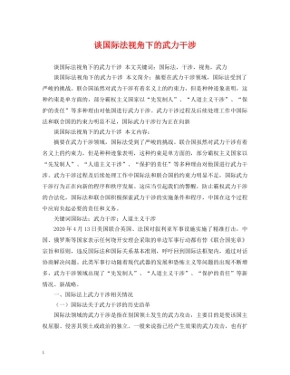谈国际法视角下的武力干涉 