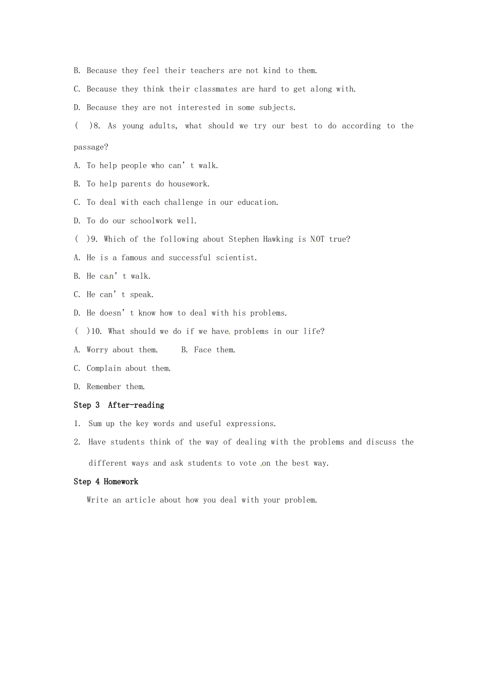 河南省南乐县张果屯乡中学九年级英语《Unit 1 How do you study for a test：Period 4》教案 人教新目标版_第2页