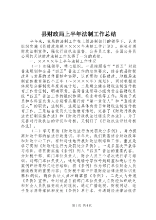 县财政局上半年法制工作总结 